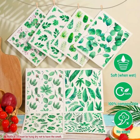 NEW Set of 8 Swedish Dishcloths - Leaves, Ivy & Plant - Reusable, Biodegradable - Picture 5 of 6